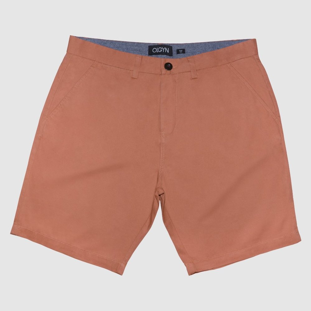OLGYN Men’s Slim Fit Rust Chino Shorts - Picture 3 of 6